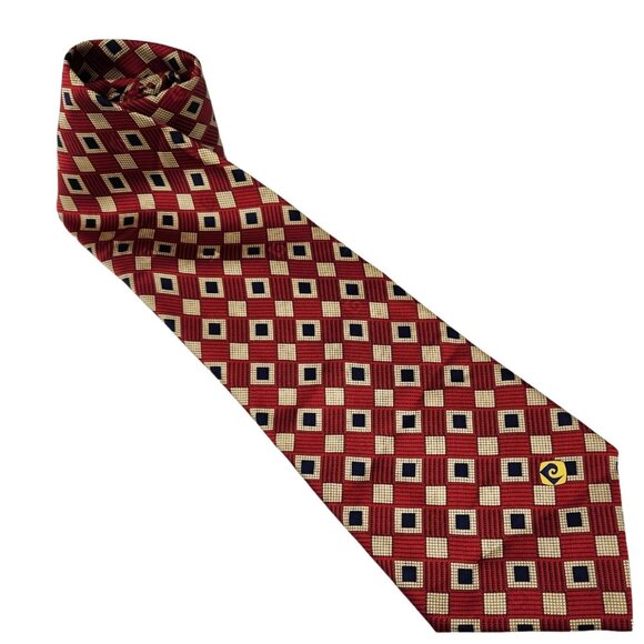 Pierre Cardin‎ Necktie Tie Geometric Traditional Width Red - Picture 1 of 9